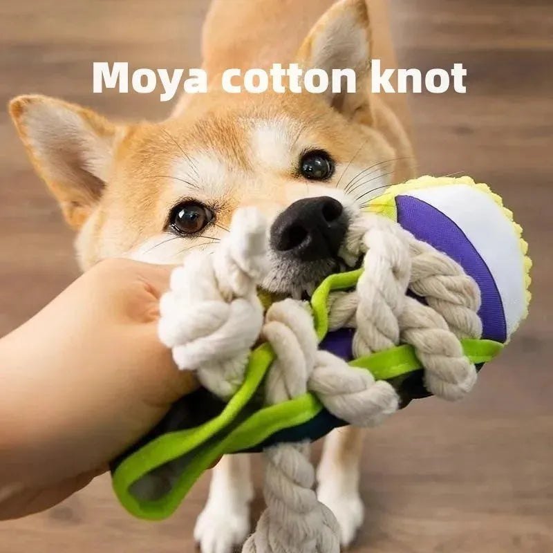 Dog Toys Pet Cotton Rope Slippers Sound Making Toys Dog Teeth Grinding Cleaning Teeth Built - in BB Airbag Round Ball Bell Various - Finnigan's Play Pen