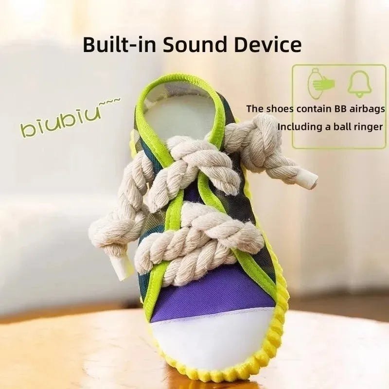 Dog Toys Pet Cotton Rope Slippers Sound Making Toys Dog Teeth Grinding Cleaning Teeth Built - in BB Airbag Round Ball Bell Various - Finnigan's Play Pen