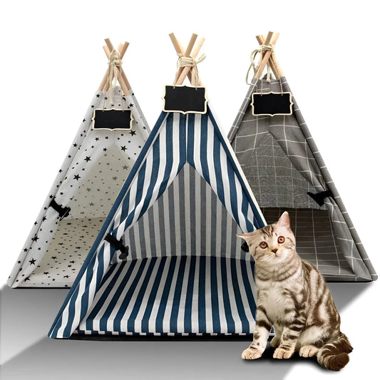 Pet Tent House Cat  Thick Cushion Available for Dog Puppy Outdoor Indoor Portable Linen Pet Dog Tent Supplies