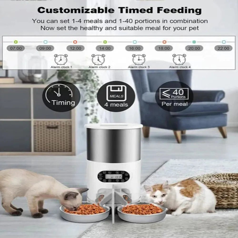Smart APP Pet Feeder Cat And Dog Food Automatic Dispenser Stainless Steel Bowl Cats And Dogs With Recording Timing Feeding - Finnigan's Play Pen