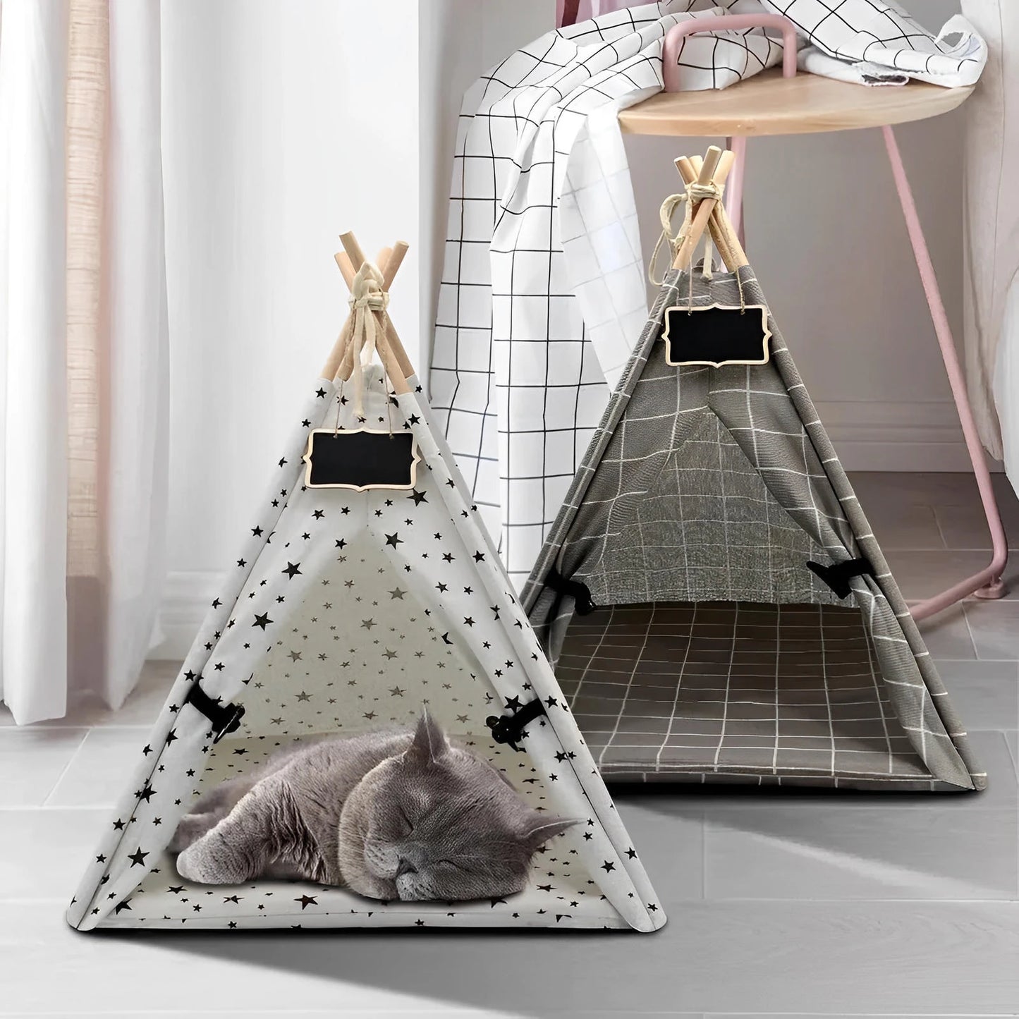 Pet Tent House Cat  Thick Cushion Available for Dog Puppy Outdoor Indoor Portable Linen Pet Dog Tent Supplies