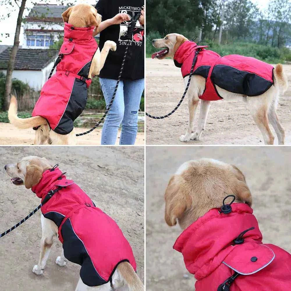 Waterproof Big Dog Clothes Warm Large Dog Coat Jacket Reflective Raincoat
