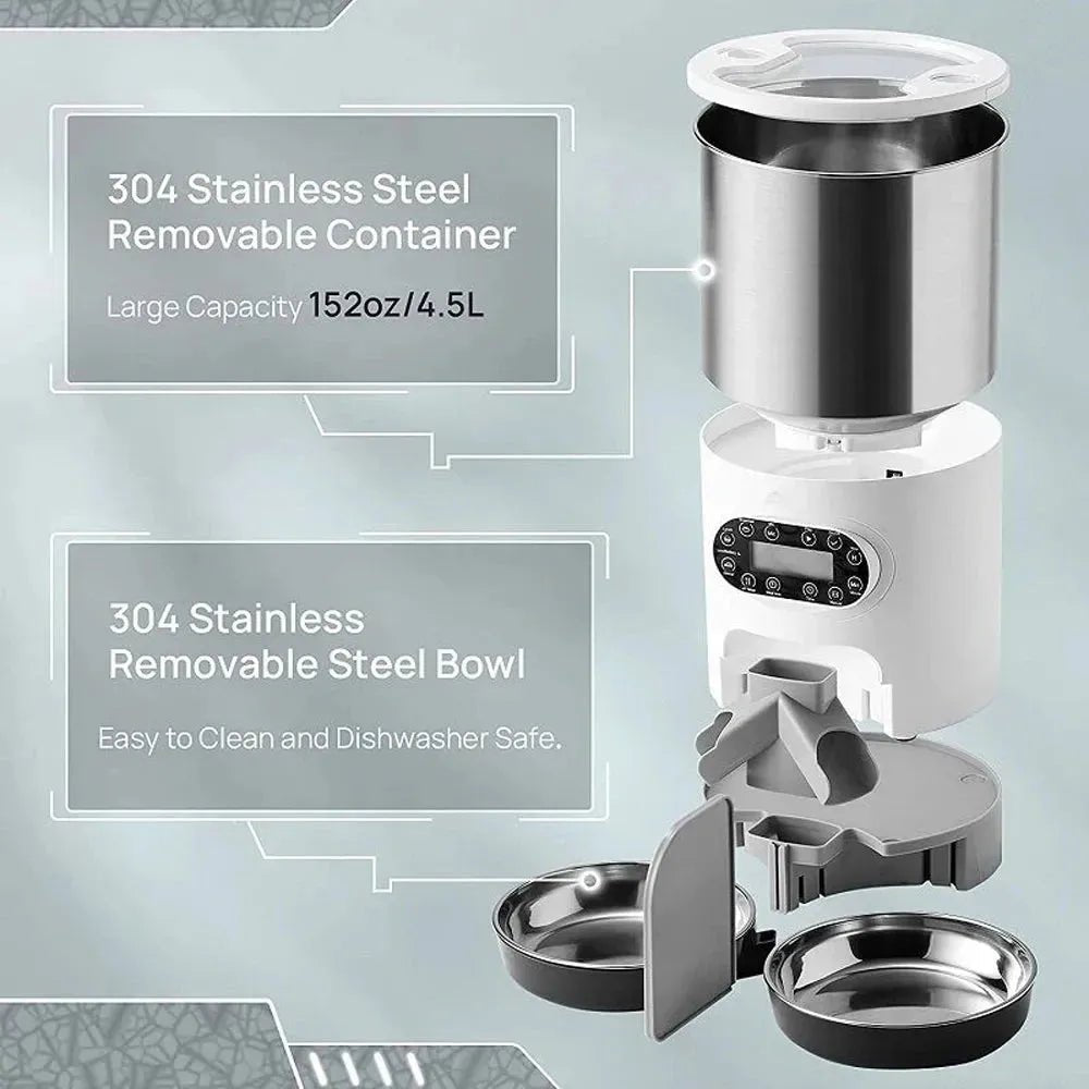 Smart APP Pet Feeder Cat And Dog Food Automatic Dispenser Stainless Steel Bowl Cats And Dogs With Recording Timing Feeding - Finnigan's Play Pen