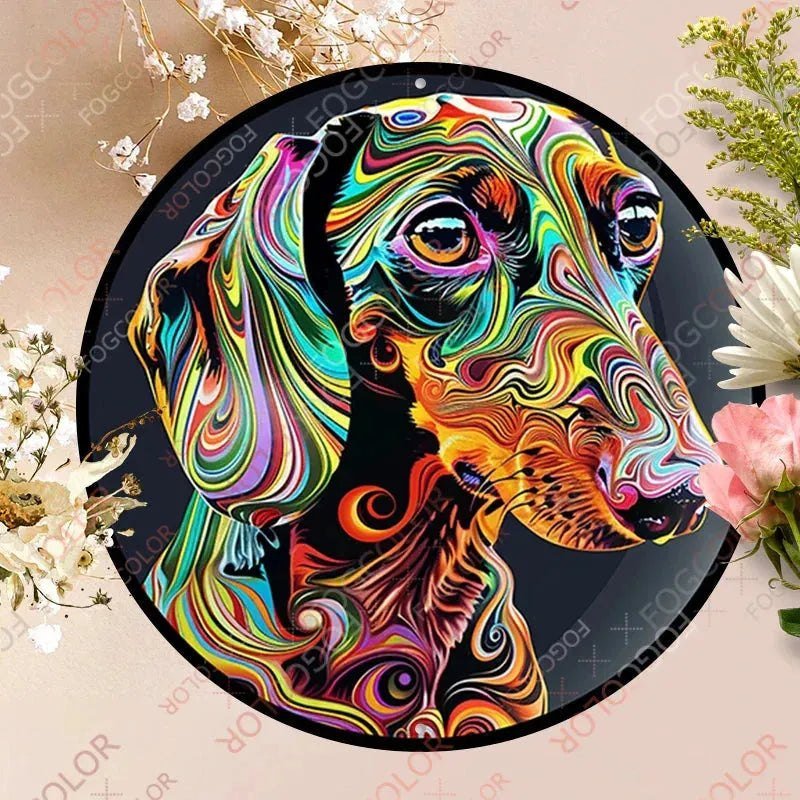 1pc 8x8inch(20x20cm) Round Aluminum Sign Dalmatian Metal Dog,Wreath Signs For Home Bedroom Office Living Room Decor - Finnigan's Play Pen