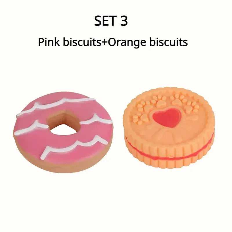 Dog Chewing Toy Simulation Biscuit Cake Anti Bite Latex Plaything Grinding Teeth Cleaning Interactive Training Toys Pet Supplies - Finnigan's Play Pen