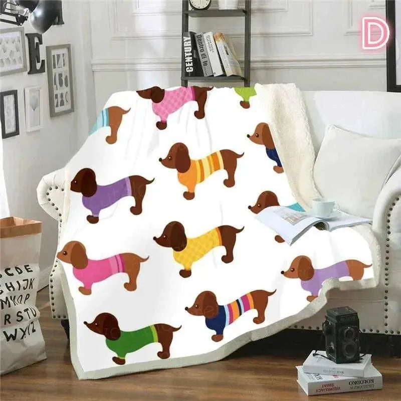 Puppy Dog Blanket Dachshund Dog Printed Blanket Fleece Blanket Flannel Sleep Comfort Super Soft Sofa Blanket - Finnigan's Play Pen