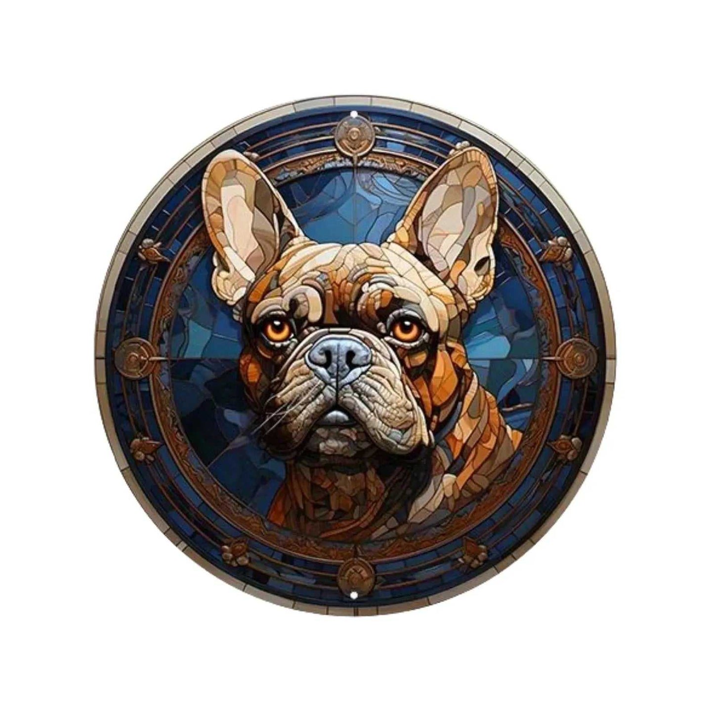 Round Metal Aluminum Sign Art Cute Dog Wreath Decorative Plates Entrance Decor Gift Mask Theme For Bar Club Home Room Wall Decor - Finnigan's Play Pen