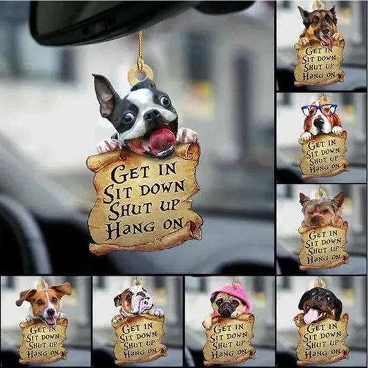STONEGO Cute Dog Ornament Lovely Acrylic Animal Car Hanger Car Decor Two Sided Ornament - Finnigan's Play Pen