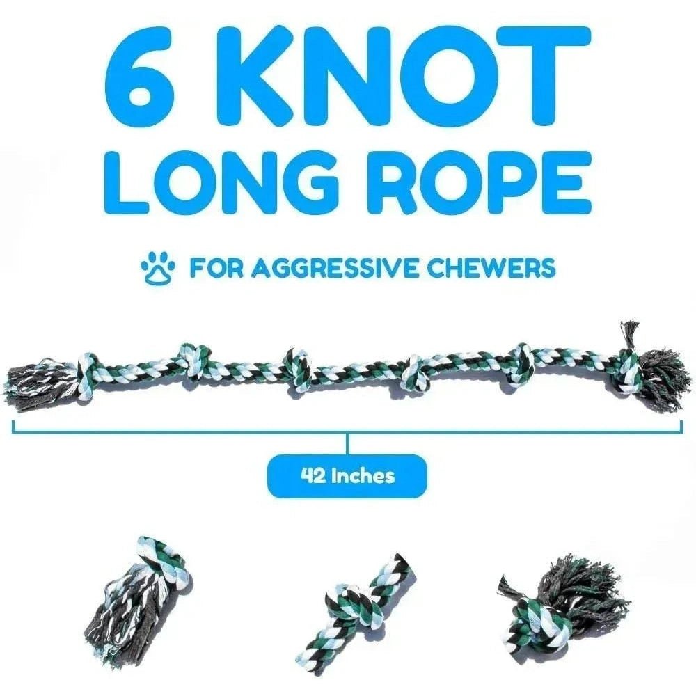 ATUBAN Giant Dog Rope Toy for Extra Large Dogs - Indestructible Dog Toy for Aggressive Chewers and Large Breeds 42IN Long 6 Knot - Finnigan's Play Pen