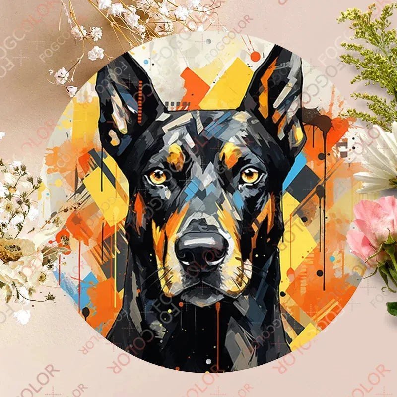 1pc 8x8inch(20x20cm) Round Aluminum Sign Spring Garden Retro Dog Wall Decor For Indoor,Office,Business,Bathroom - Finnigan's Play Pen