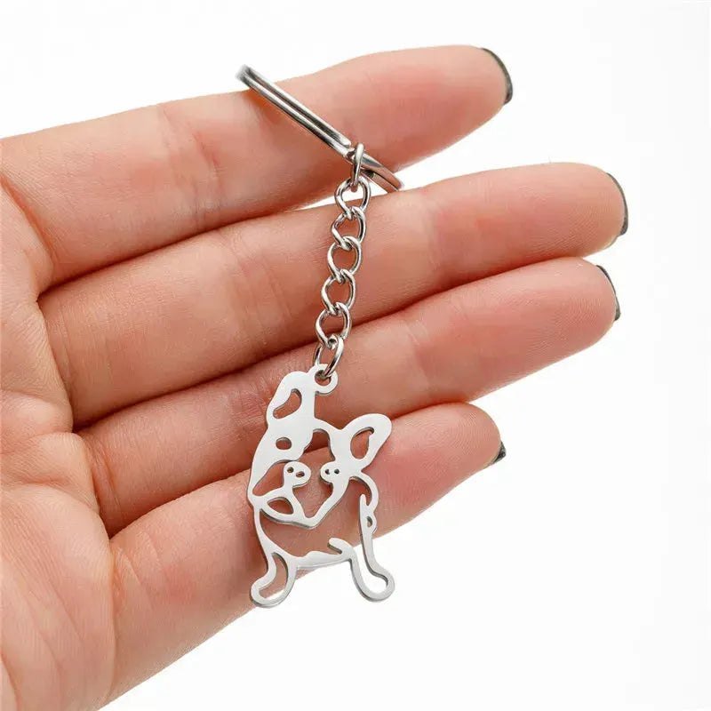 Stainless Steel Animal Keychain Cartoon Bulldog Key Rings Multiple Style Dog Keychains Key Holders Pendant Accessories Gift - Finnigan's Play Pen