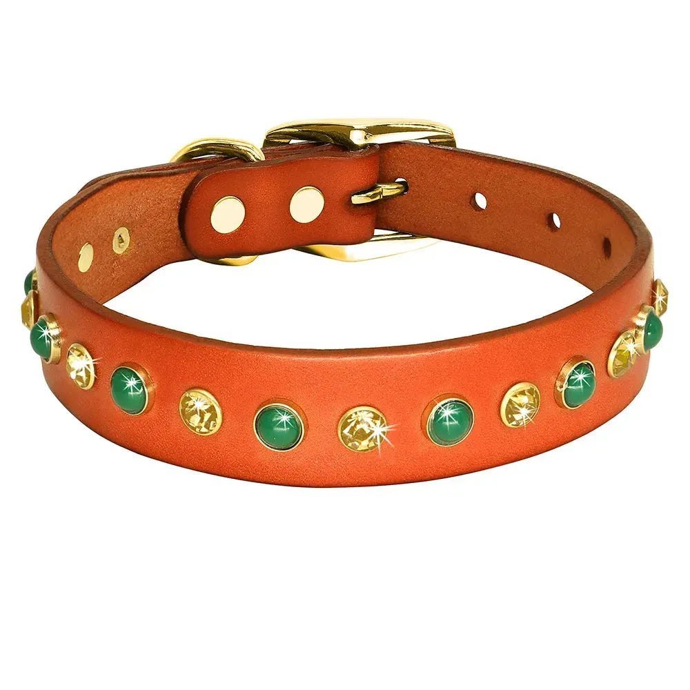 Leather Pet Dog Collar Bling Rhinestone Puppy Cat Collars Cute Diamond Necklace Adjustable for Small Medium Dogs Cats