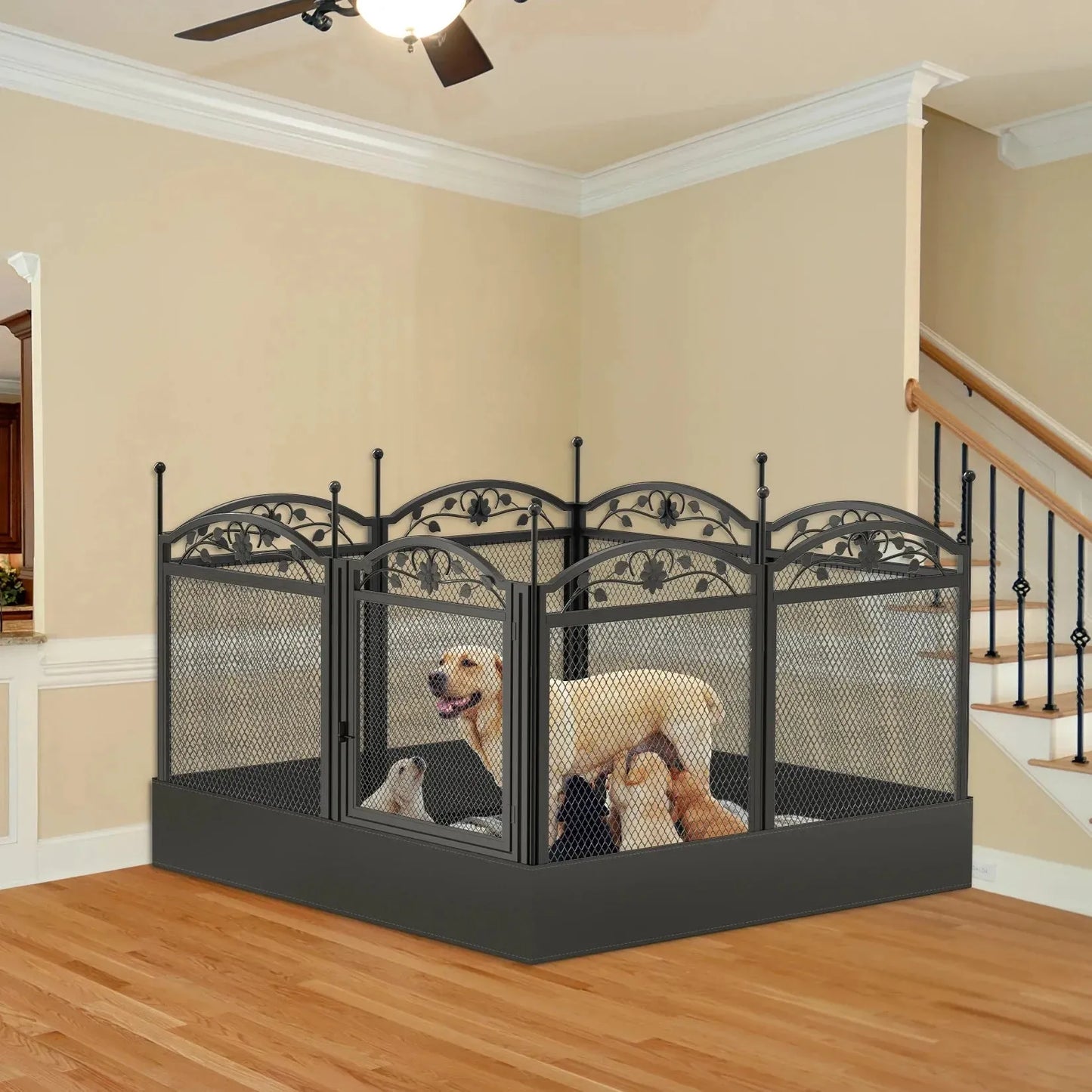8 Panels DIY Heavy Duty Dog Playpen Pen Outdoor Indoor Dog Puppy Metal Fence with Waterproof Fertility Pad for Whelping,Training - Finnigan's Play Pen