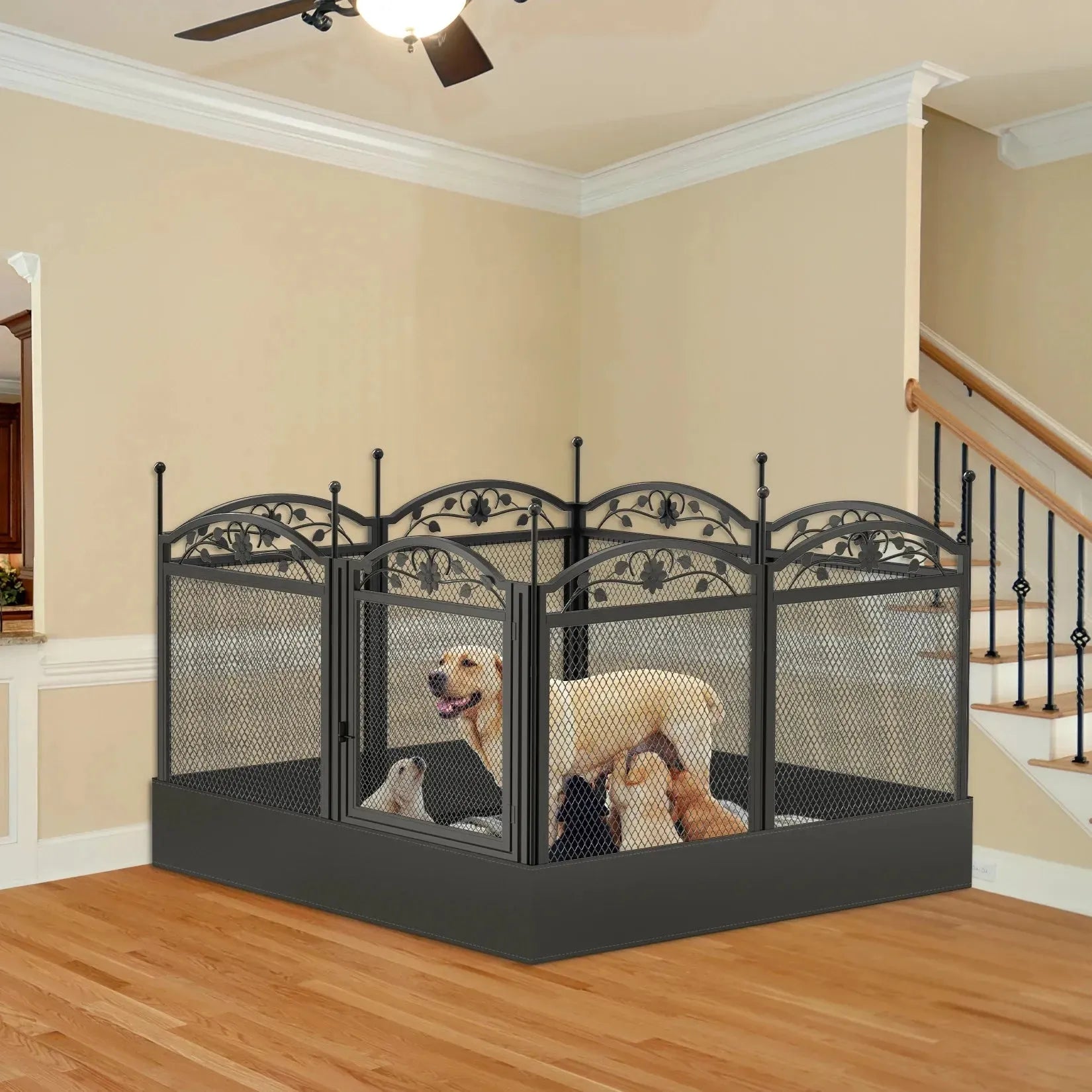 8 Panels DIY Heavy Duty Dog Playpen Pen Outdoor Indoor Dog Puppy Metal Fence with Waterproof Fertility Pad for Whelping,Training - Finnigan's Play Pen