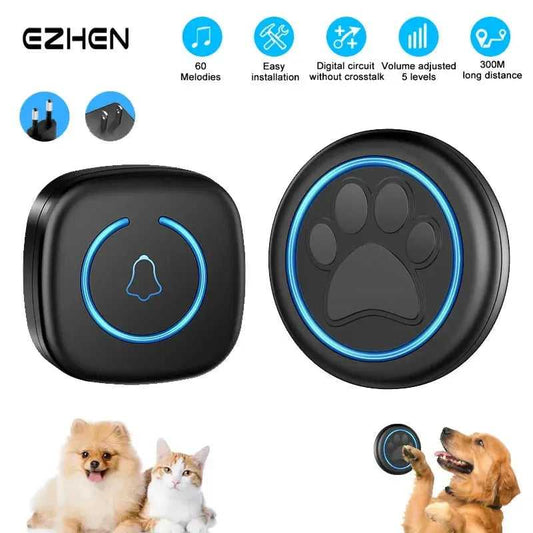 Pet Touch Ringer Button Bell 300M/984ft Range 60 Songs High Volume Doorbell For Cat & Dog Training Door Bell Smart Home US EU - Finnigan's Play Pen