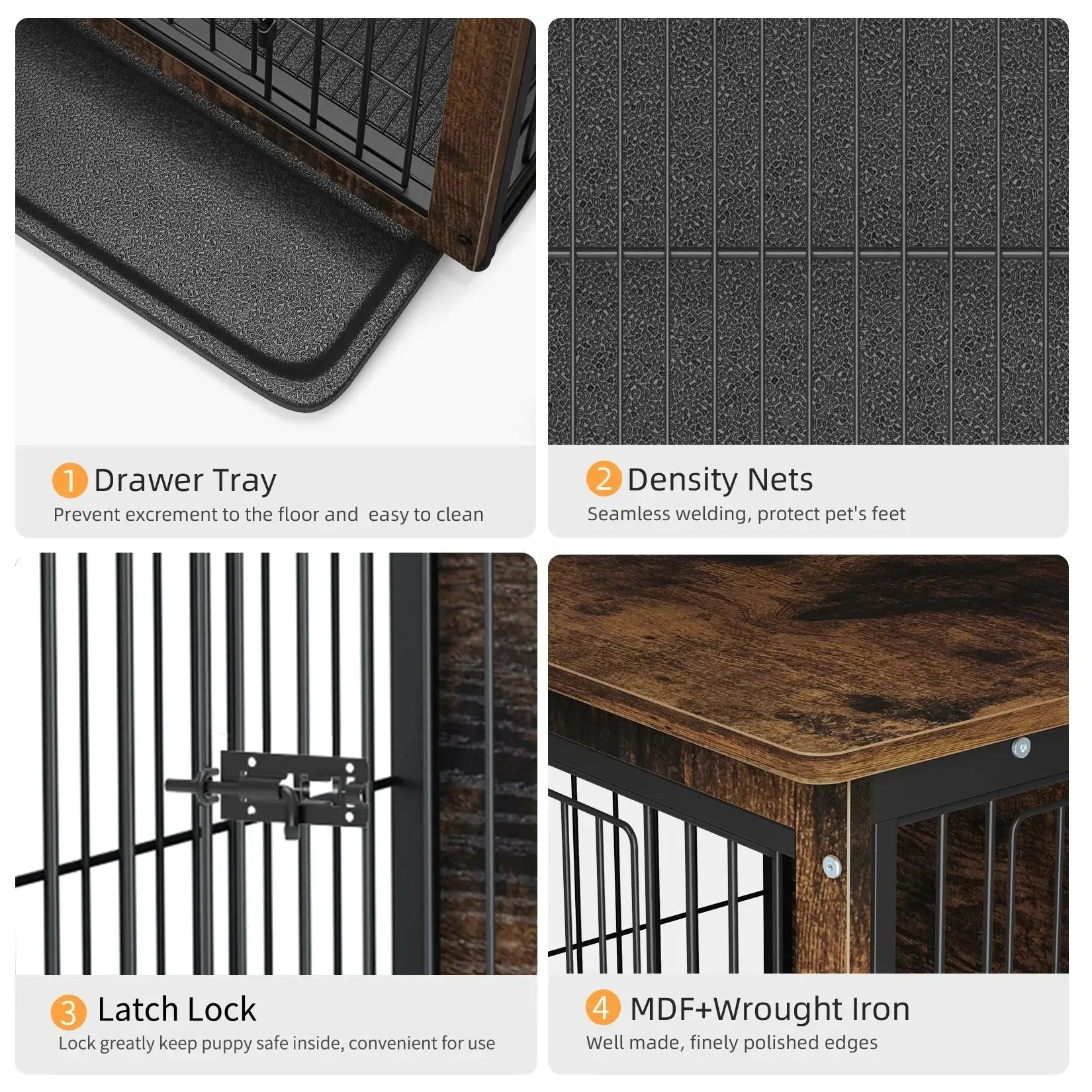 Spacious Dog Cage Furniture End Table Pet Kennel Crate Indoor Wooden Furniture Brown Medium and Large Animal Cage - Finnigan's Play Pen