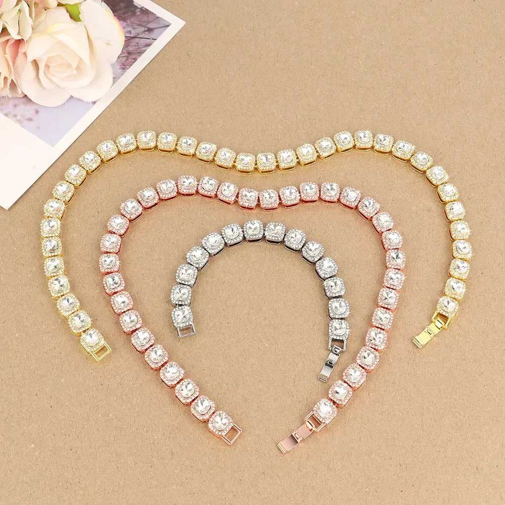 Bling Diamond Dog Chain Collar Crystal Rhinestone Pet Necklace Collar Luxury Shining Collars for Small Medium Dogs Cat