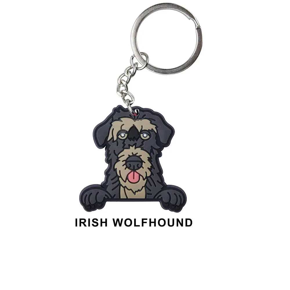 Cartoon Cool Dogs Keychains Bulldog English Springerspaniel Keyrings Maltese Greyhound Key Chains Husky Keeshond Key Rings Gifts - Finnigan's Play Pen