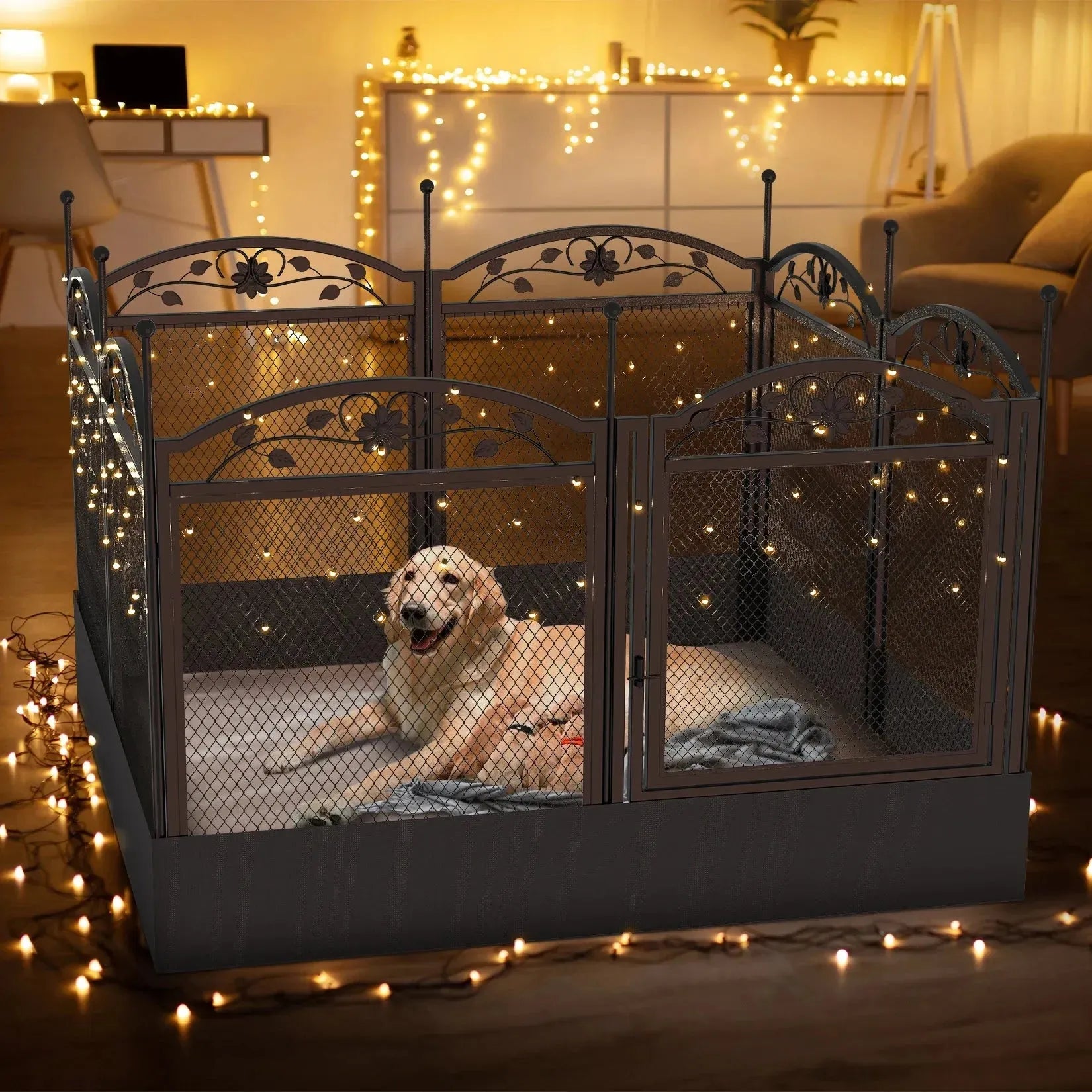 8 Panels Metal Dog Playpen with Fertility Mat and Gate Foldable Heavy Duty Pet Whelping Box Exercise Fence Cage Kennnels - Finnigan's Play Pen