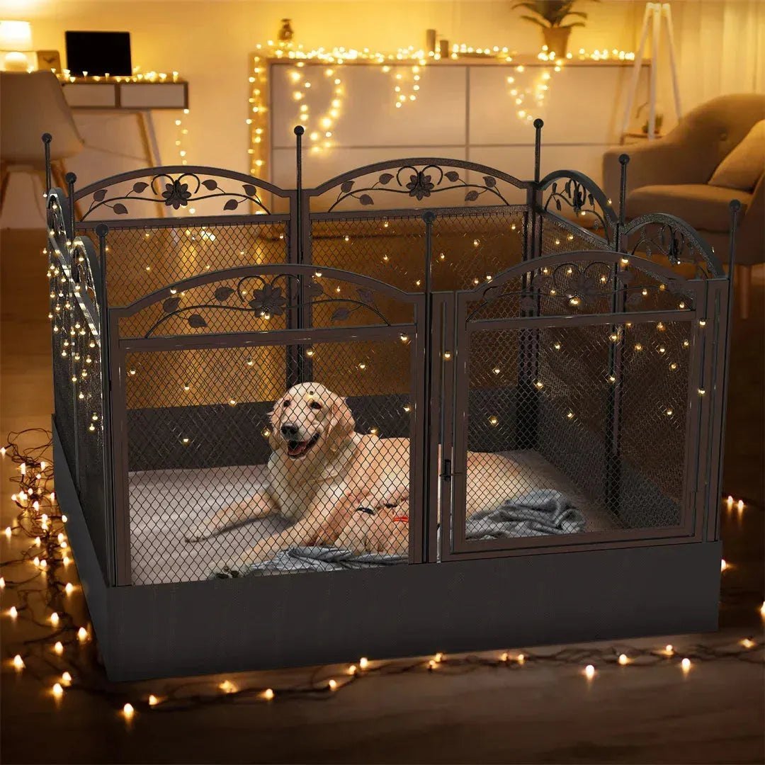8 Panels DIY Heavy Duty Dog Playpen Pen Outdoor Indoor Dog Puppy Metal Fence with Waterproof Fertility Pad for Whelping,Training - Finnigan's Play Pen