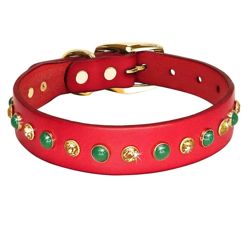Leather Pet Dog Collar Bling Rhinestone Puppy Cat Collars Cute Diamond Necklace Adjustable for Small Medium Dogs Cats