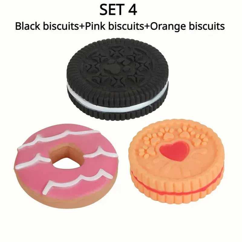 Dog Chewing Toy Simulation Biscuit Cake Anti Bite Latex Plaything Grinding Teeth Cleaning Interactive Training Toys Pet Supplies - Finnigan's Play Pen