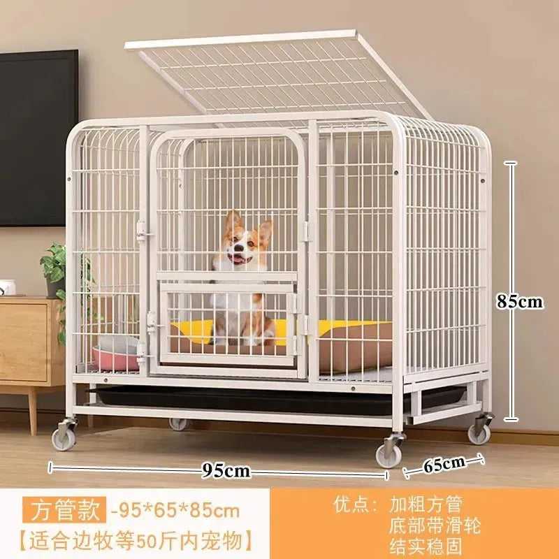 Large Dog Cages with Thickened All Square Tubes Indoor Pet Cages with Toilets Iron Cages Dog Nests - Finnigan's Play Pen