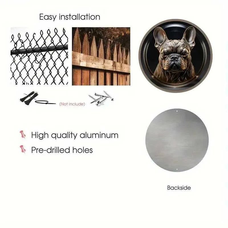 Round Metal Aluminum Sign Art Cute Dog Wreath Decorative Plates Entrance Decor Gift Mask Theme For Bar Club Home Room Wall Decor - Finnigan's Play Pen