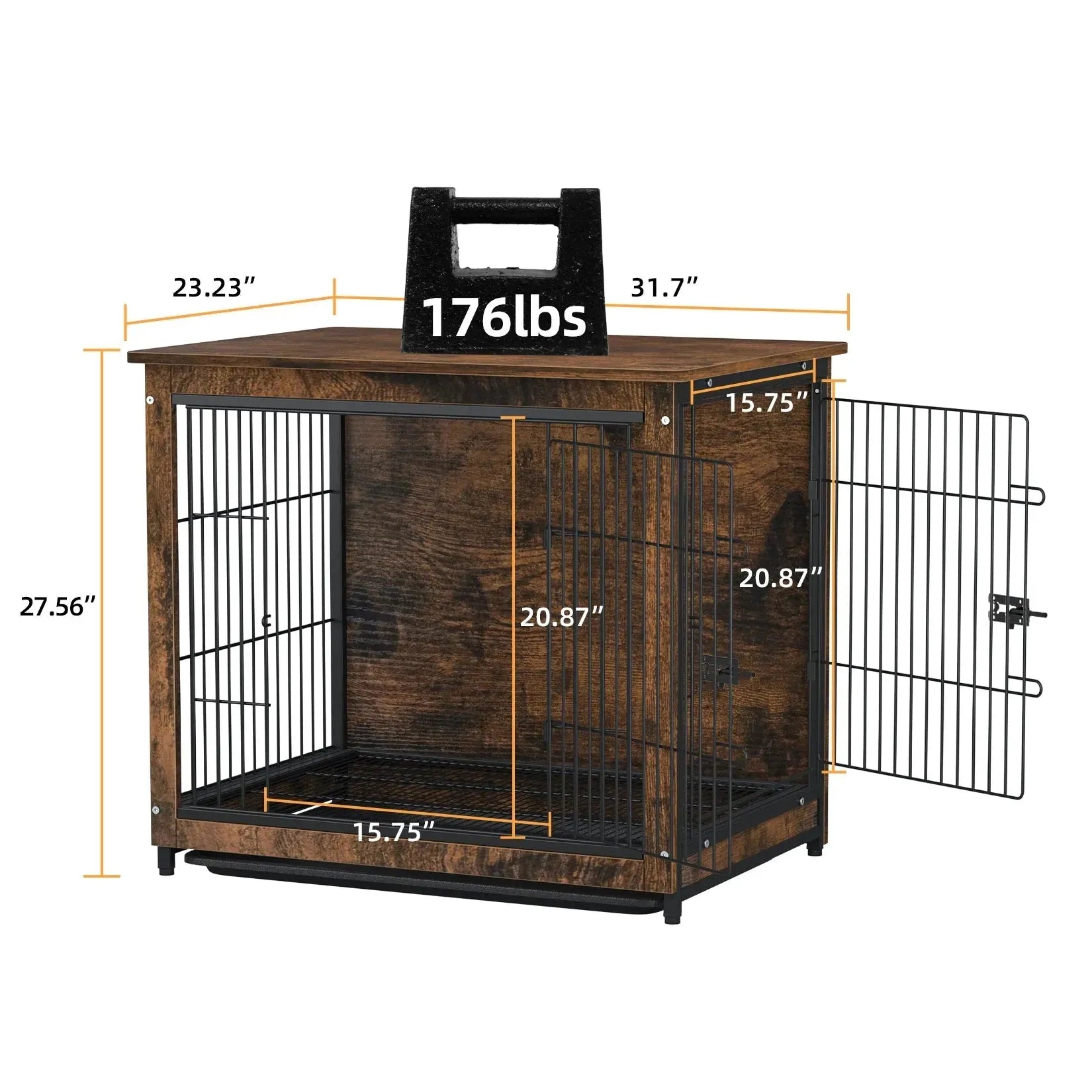 Spacious Dog Cage Furniture End Table Pet Kennel Crate Indoor Wooden Furniture Brown Medium and Large Animal Cage - Finnigan's Play Pen