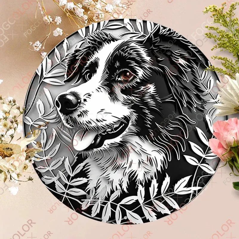 1pc 8x8inch(20x20cm) Round Aluminum Sign Spring Garden Retro Dog Wall Decor For Indoor,Office,Business,Bathroom - Finnigan's Play Pen