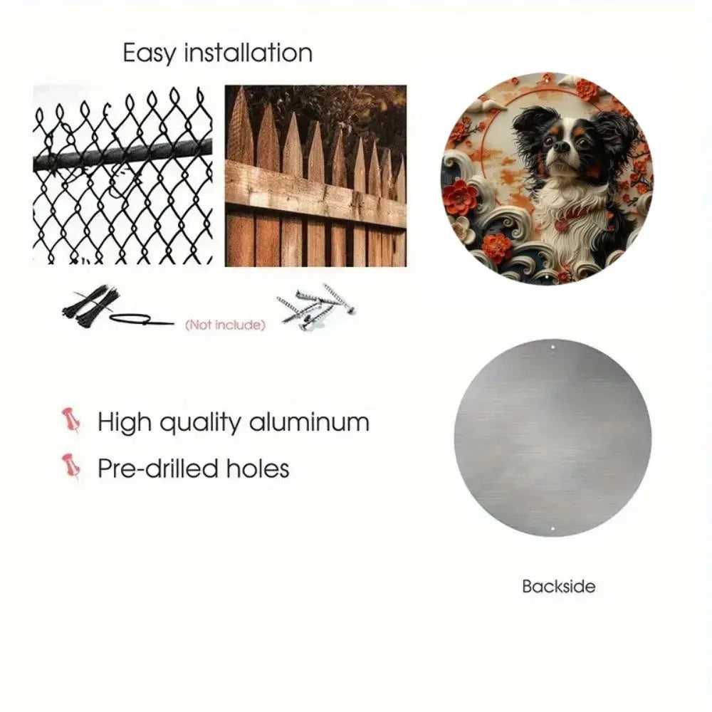 Cute Dog Gift Mask Theme Round Metal Aluminum Sign Art Desktop Decorative Plates For Bar Cafe Club Yard Home Office Wall Decor - Finnigan's Play Pen
