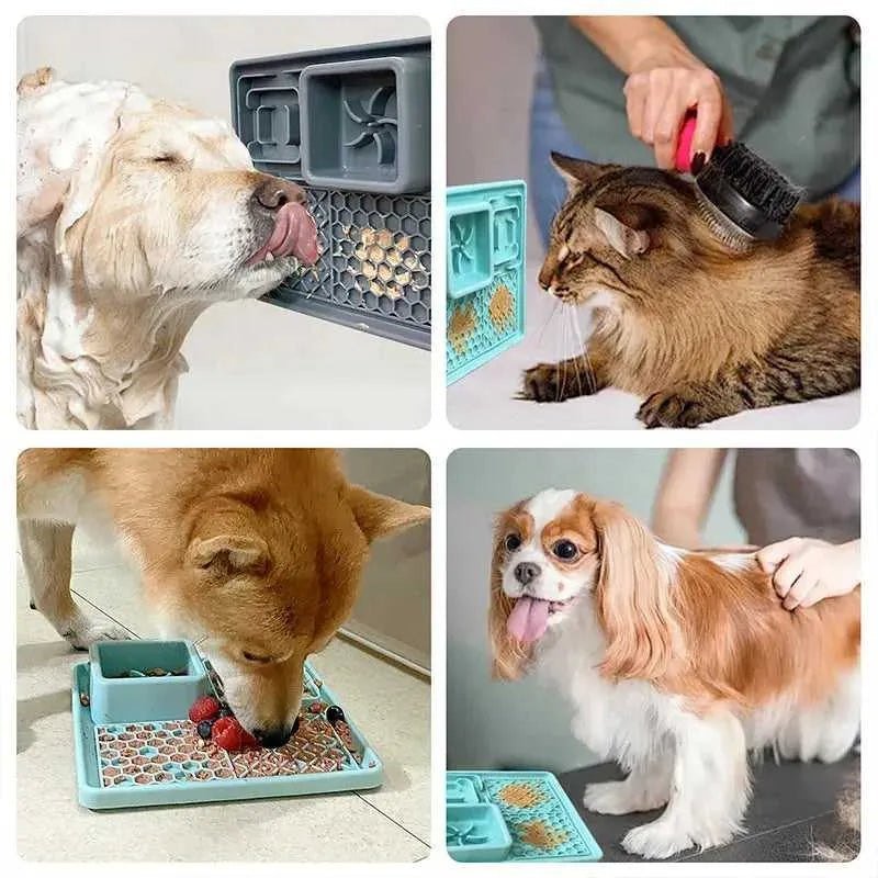 New Pet Dog Cat Tableware Anti - choking Bowl Food Grade Organosilicon Suction Cup Multifunctional Slow Food Mat Dog Licking Mat - Finnigan's Play Pen