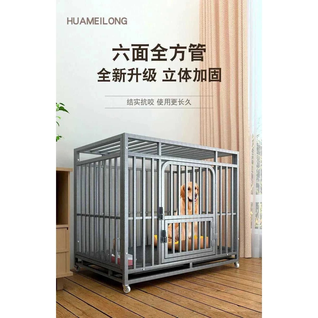 Large Dog Cages with Thickened All Square Tubes Indoor Pet Cages with Toilets Iron Cages Dog Nests - Finnigan's Play Pen