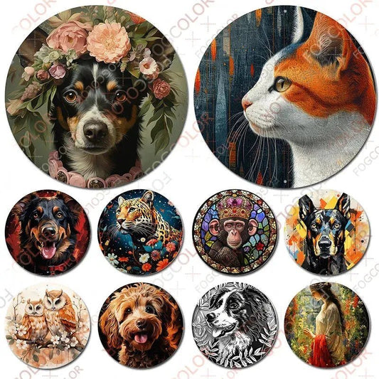 1pc 8x8inch(20x20cm) Round Aluminum Sign Spring Garden Retro Dog Wall Decor For Indoor,Office,Business,Bathroom - Finnigan's Play Pen