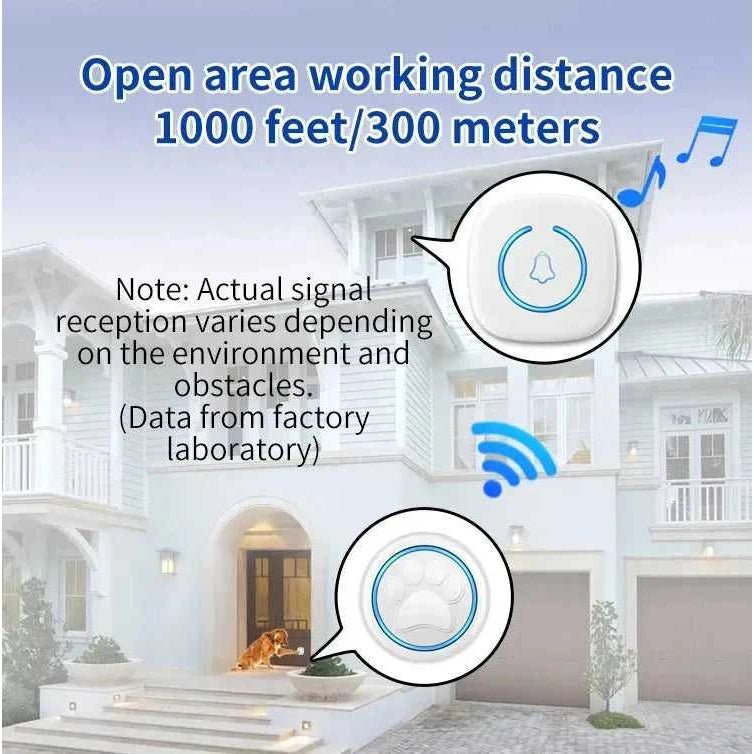 Pet Touch Ringer Button Bell 300M/984ft Range 60 Songs High Volume Doorbell For Cat & Dog Training Door Bell Smart Home US EU - Finnigan's Play Pen