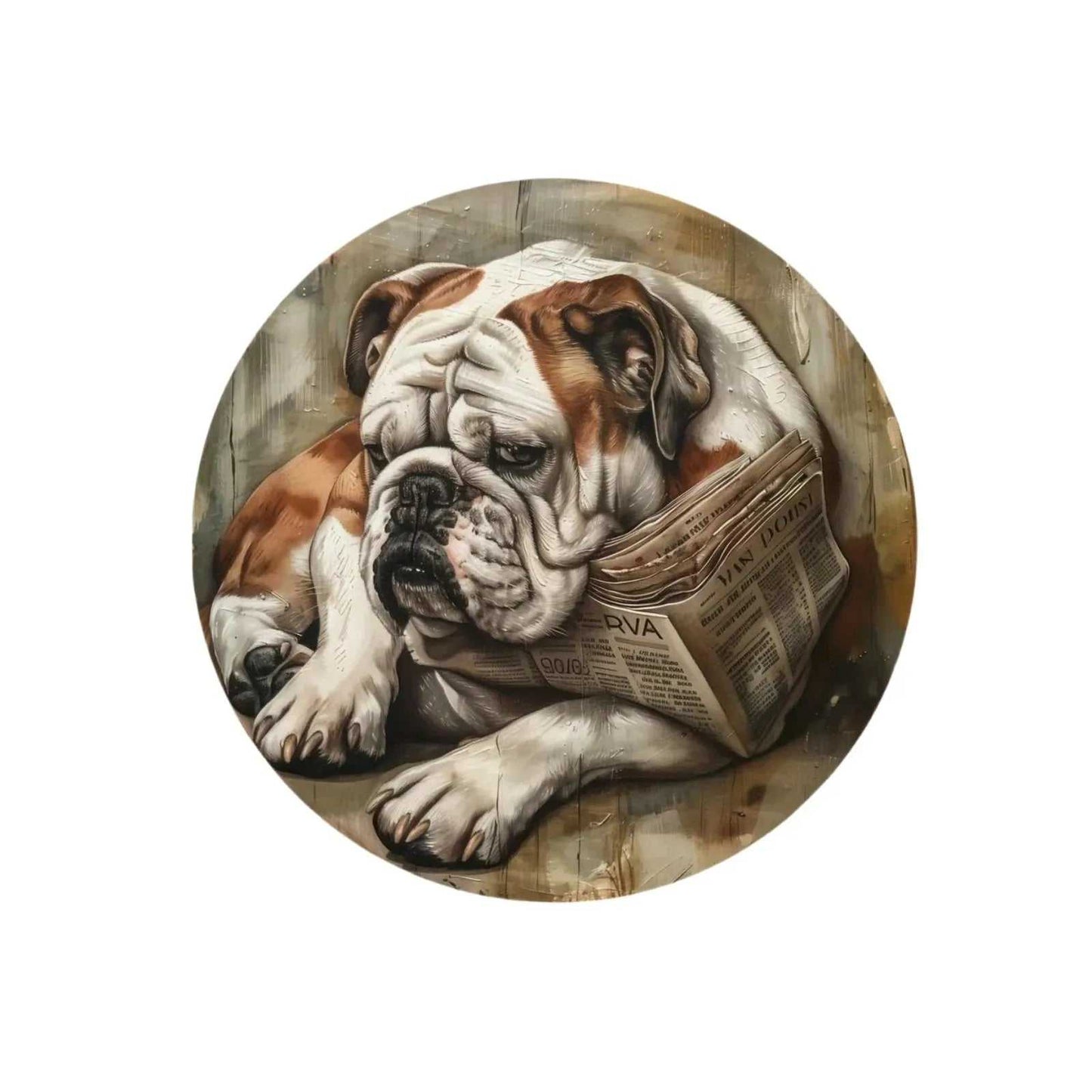 Round Metal Aluminum Sign Art Cute Dog Wreath Decorative Plates Entrance Decor Gift Mask Theme For Bar Club Home Room Wall Decor - Finnigan's Play Pen