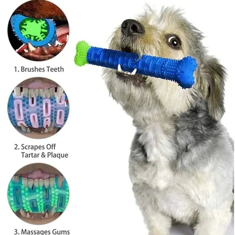 Dog Tooth Grinding Stick Food Grade Cleaning Massager Rubber Tooth Brush Chewing Toy Teeth Cleaning Pet with Slight Bite Force - Finnigan's Play Pen