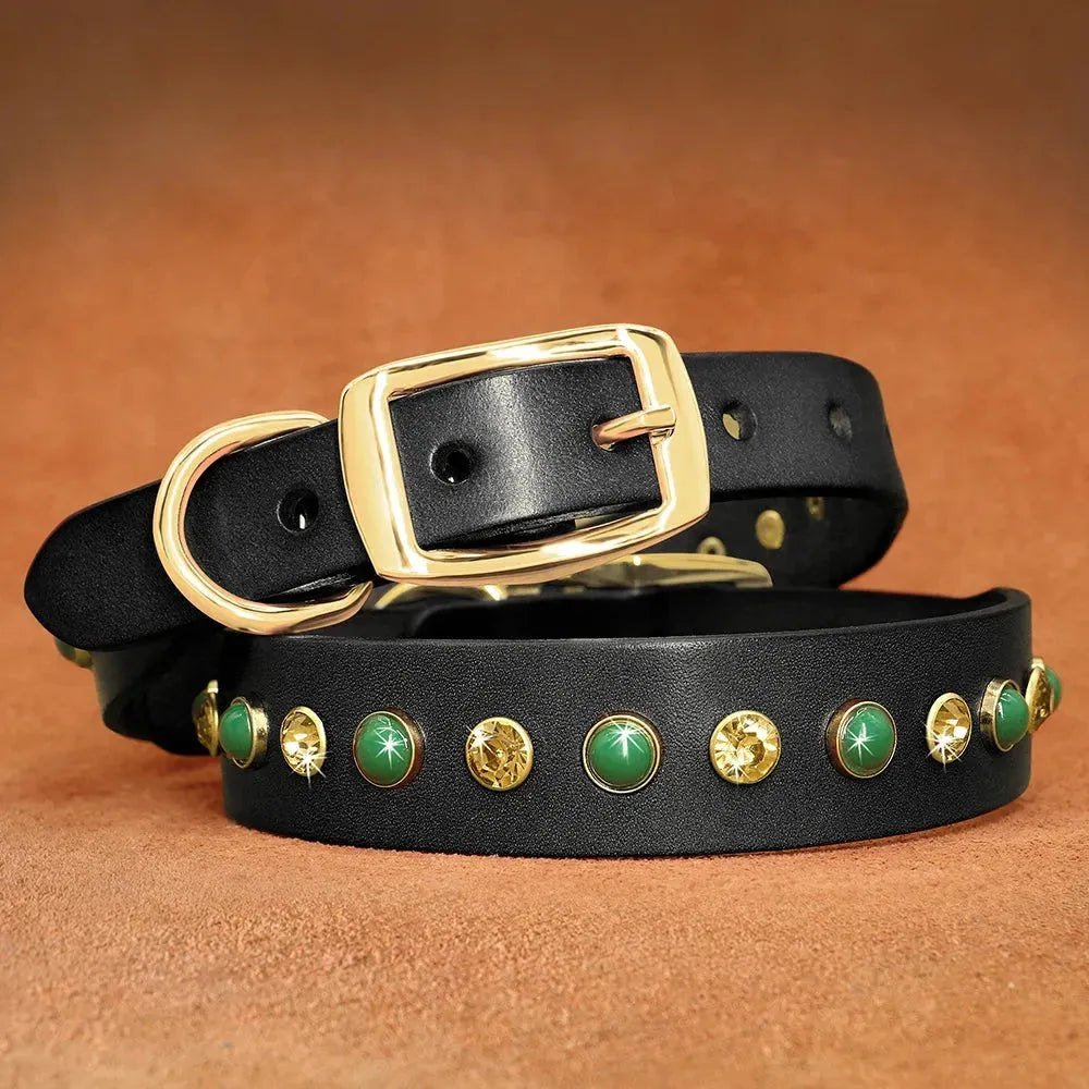 Leather Pet Dog Collar Bling Rhinestone Puppy Cat Collars Cute Diamond Necklace Adjustable for Small Medium Dogs Cats