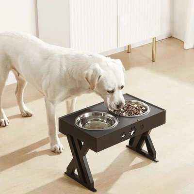 Dogs Double Bowls with Stand Adjustable Height Pet Feeding Dish Bowl Medium Big Dog Elevated Food Water Feeders Cat Lift Table