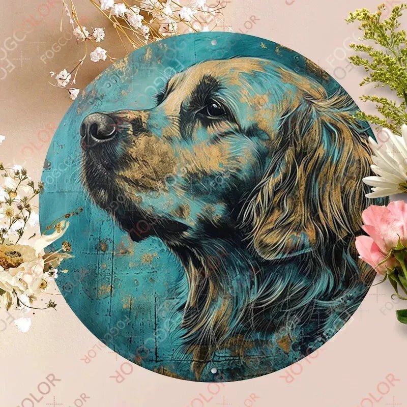1pc 8x8inch(20x20cm) Round Aluminum Sign Dalmatian Metal Dog,Wreath Signs For Home Bedroom Office Living Room Decor - Finnigan's Play Pen