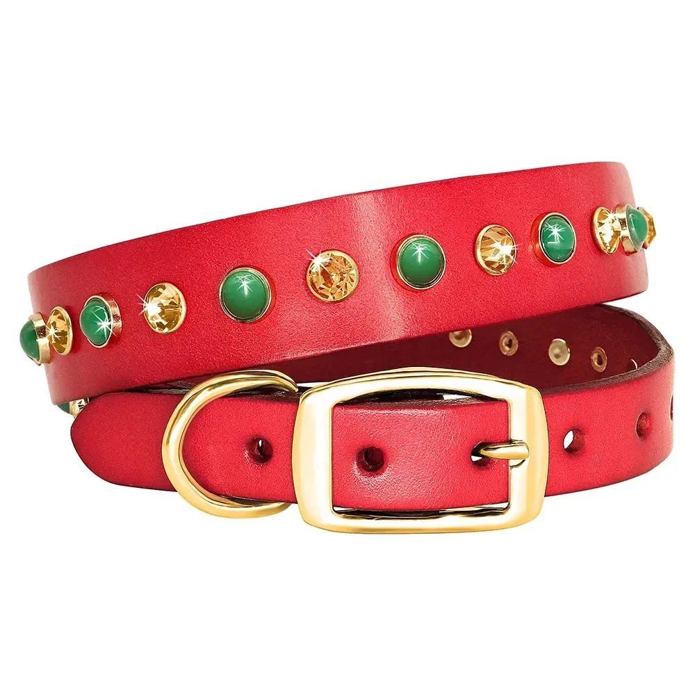 Leather Pet Dog Collar Bling Rhinestone Puppy Cat Collars Cute Diamond Necklace Adjustable for Small Medium Dogs Cats