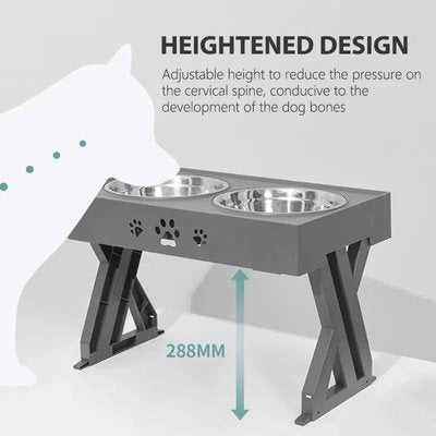 Dogs Double Bowls with Stand Adjustable Height Pet Feeding Dish Bowl Medium Big Dog Elevated Food Water Feeders Cat Lift Table