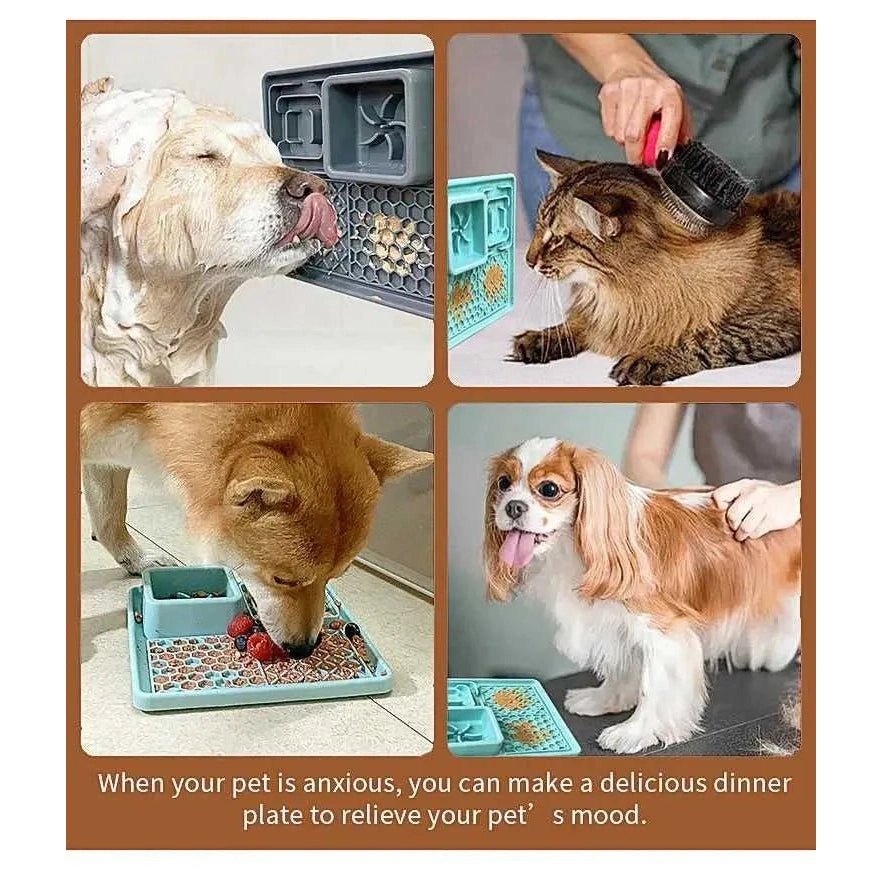 New Pet Dog Cat Tableware Anti - choking Bowl Food Grade Organosilicon Suction Cup Multifunctional Slow Food Mat Dog Licking Mat - Finnigan's Play Pen