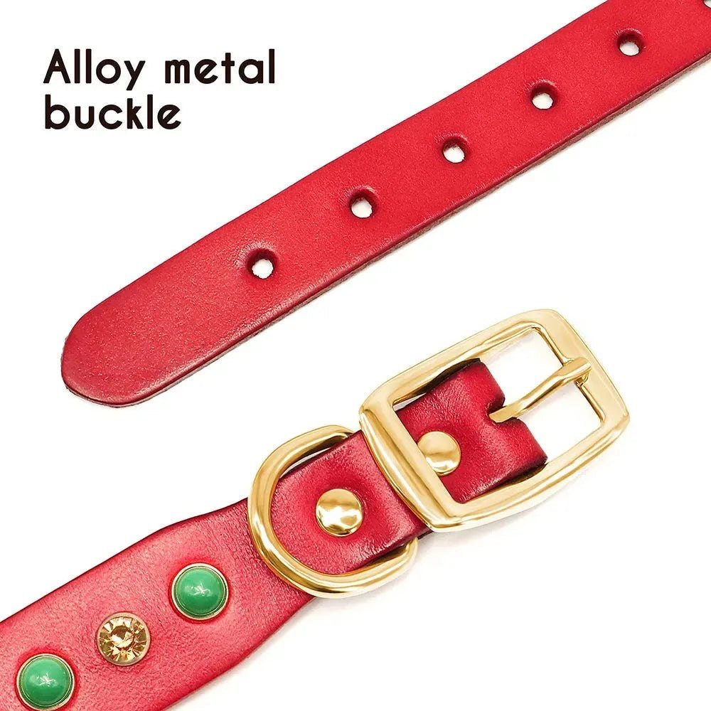 Leather Pet Dog Collar Bling Rhinestone Puppy Cat Collars Cute Diamond Necklace Adjustable for Small Medium Dogs Cats