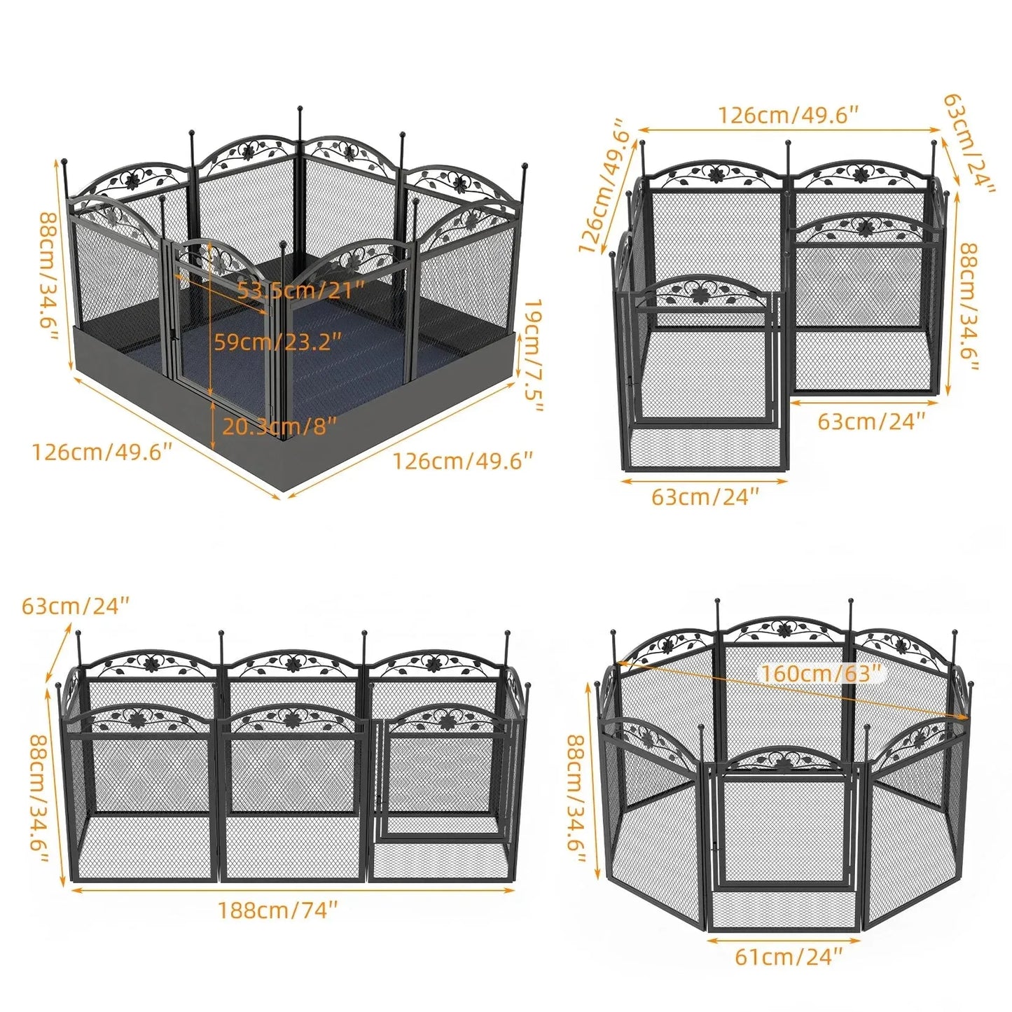 8 Panels DIY Heavy Duty Dog Playpen Pen Outdoor Indoor Dog Puppy Metal Fence with Waterproof Fertility Pad for Whelping,Training - Finnigan's Play Pen