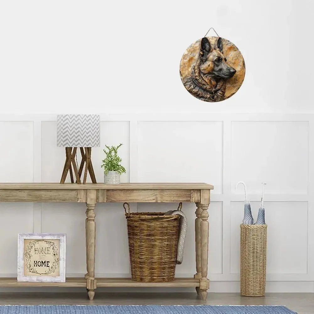 Round Wood Sign Faux Relief Dog Sign Decoration, Bulldog Theme Decoration Bar Cafe Home Living Room Room Office Decoration - Finnigan's Play Pen