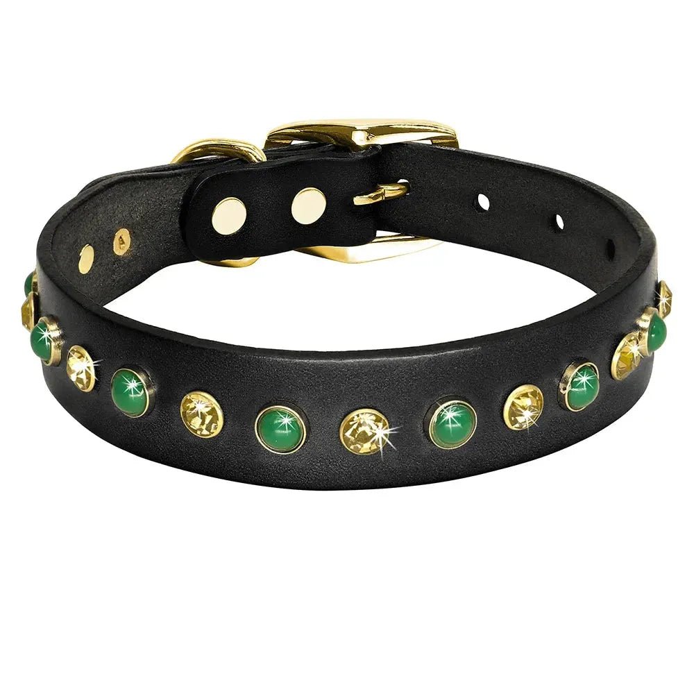 Leather Pet Dog Collar Bling Rhinestone Puppy Cat Collars Cute Diamond Necklace Adjustable for Small Medium Dogs Cats