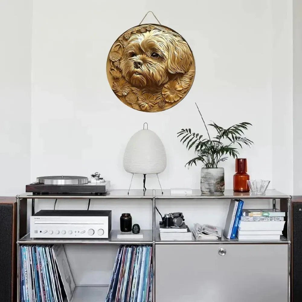 Round Wood Sign Faux Relief Dog Sign Decoration, Bulldog Theme Decoration Bar Cafe Home Living Room Room Office Decoration - Finnigan's Play Pen