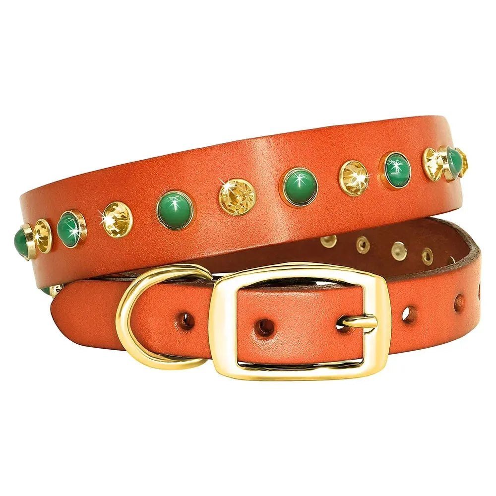 Leather Pet Dog Collar Bling Rhinestone Puppy Cat Collars Cute Diamond Necklace Adjustable for Small Medium Dogs Cats