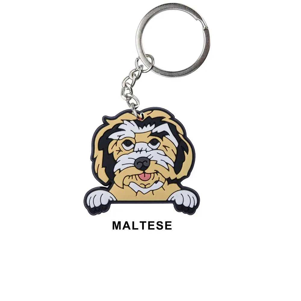 Cartoon Cool Dogs Keychains Bulldog English Springerspaniel Keyrings Maltese Greyhound Key Chains Husky Keeshond Key Rings Gifts - Finnigan's Play Pen